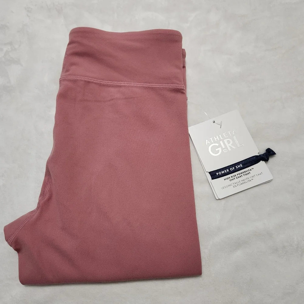 NWT Athleta Girl High Rise Powervita Chit Chat Tights Leggings